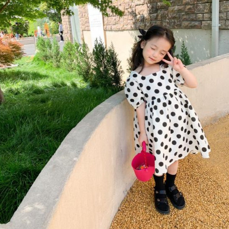 [507275] - Dress Fashion Anak Perempuan - Motif Black Circle