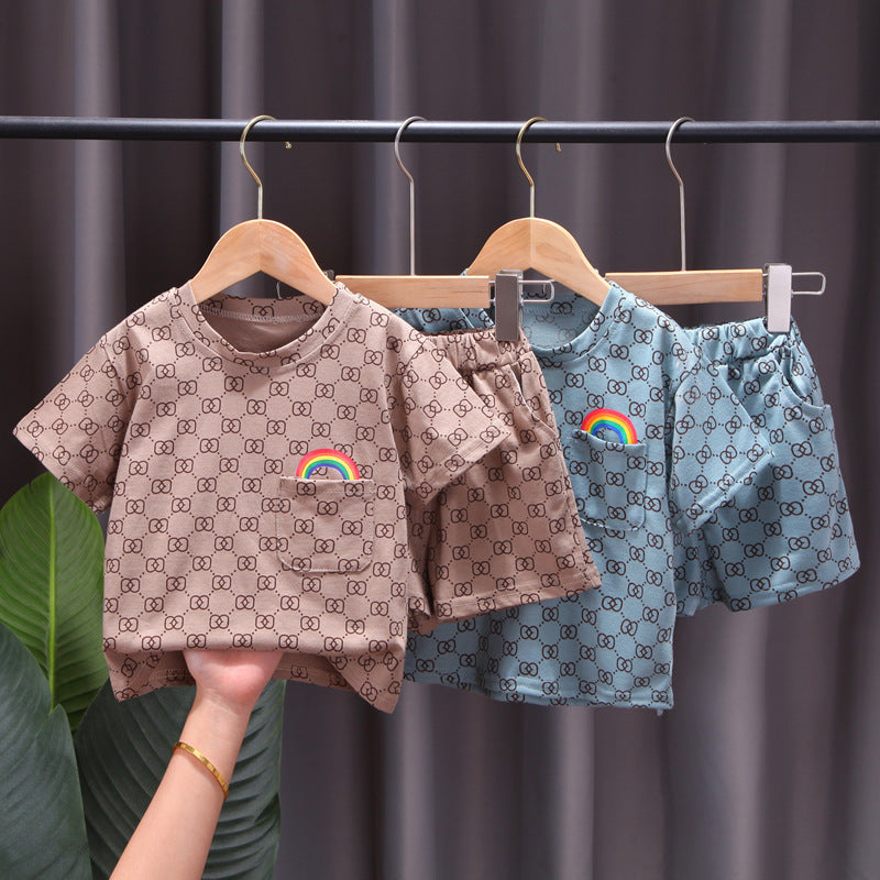 [368525] - Setelan Kaos Anak Import Fashionable - Motif Rainbow Pouch