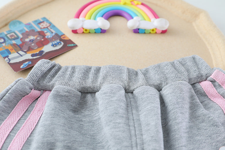 [340207] - Setelan Sweater Crewneck Celana Jogger Anak Perempuan - Motif Happy Bear