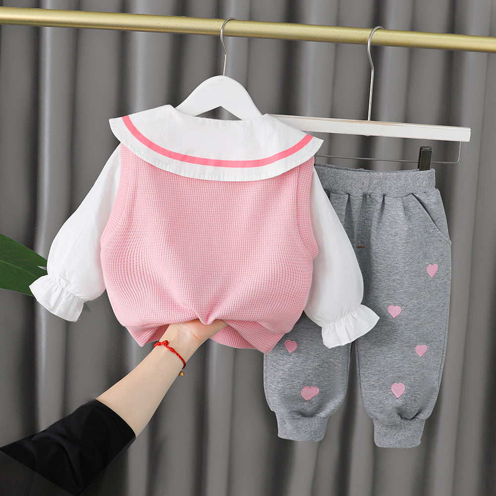 [340133] - Setelan Blouse Fashion Anak Perempuan - Motif Love Rabbit