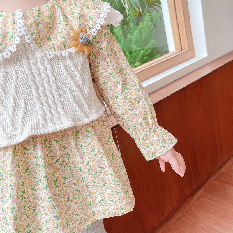 [340135] - Setelan Blouse Fashion Anak Perempuan - Motif Abstract Flowers
