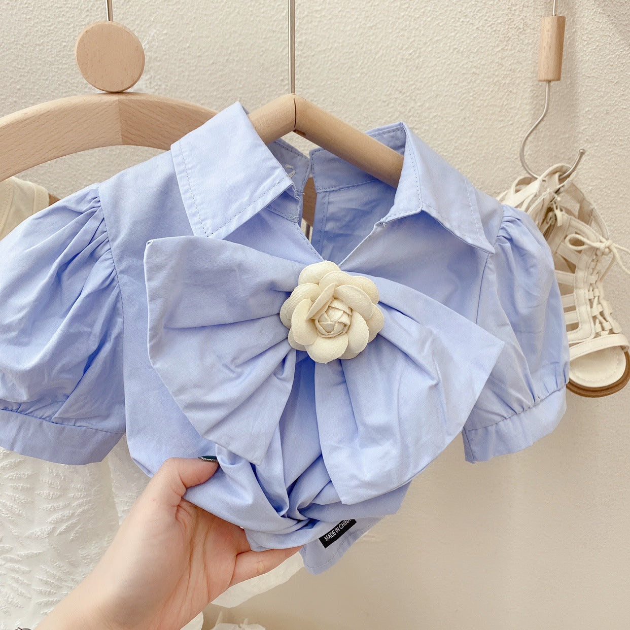[363539] - Oneset Anak Cewek Setelan Blouse Pita Celana Pendek Balon Anak Perempuan - Motif Flower Tape