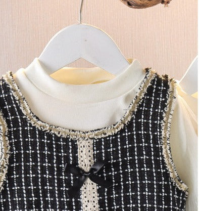 [352337] - Setelan Mini Dress Overall Anak Perempuan - Motif Cross Ribbon