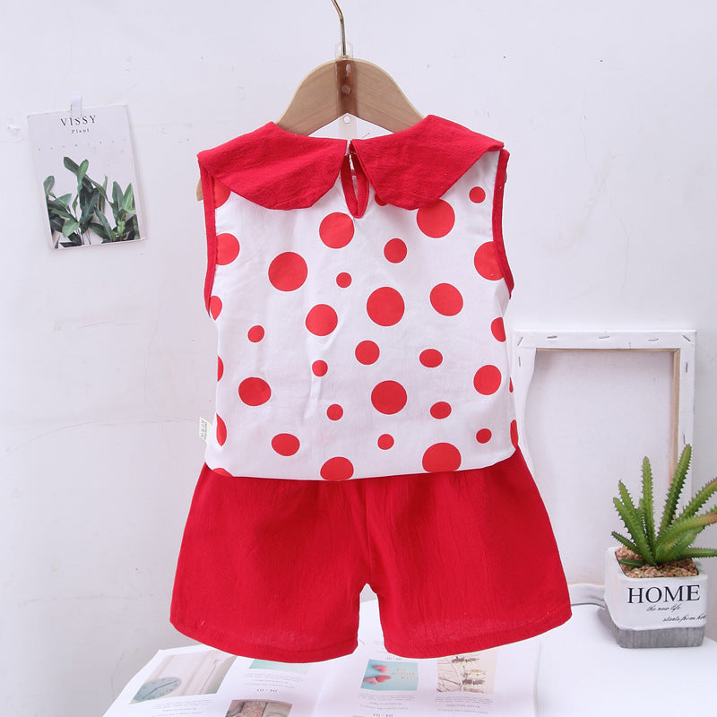 [368479] - Setelan Blouse Kutung Anak Fashionable - Motif Abstract Polkadot