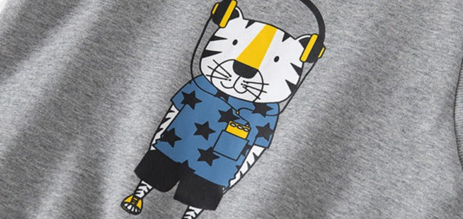 [513631] - Atasan Sweater Crewneck Lengan Panjang Anak Laki-Laki - Motif Chill Tiger