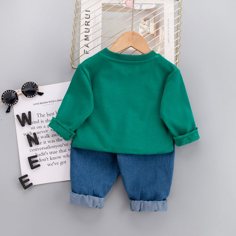 [345322] - Setelan Sweater Crewneck Celana Panjang Jogger Jeans Anak Laki-Laki - Motif The Space