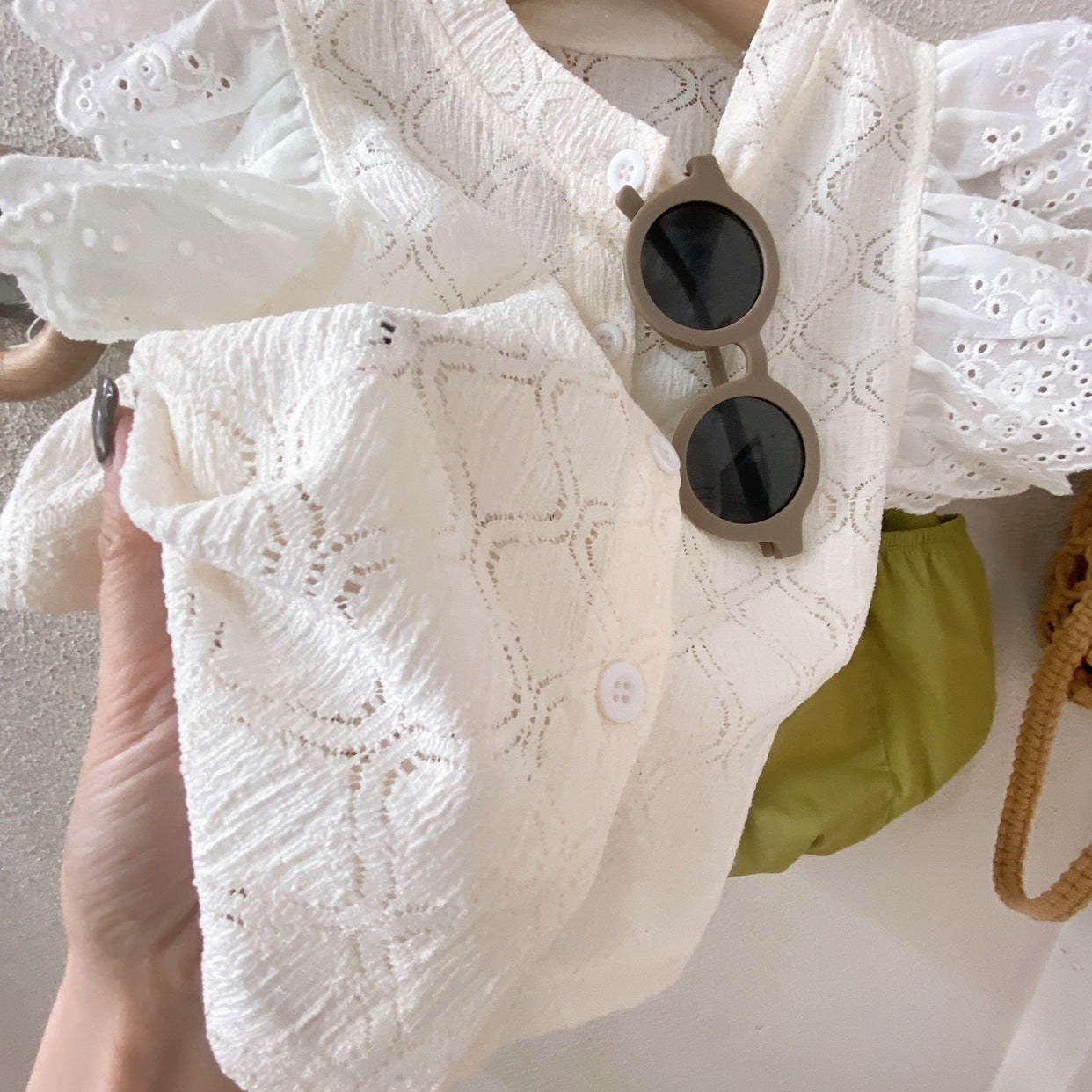 [363566] - Setelan Blouse Celana Pendek Balon Anak Perempuan - Motif Chant Line