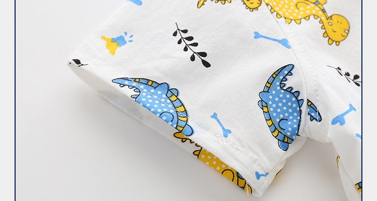 [513131] - Atasan Kemeja Fashion Anak Laki-Laki - Motif Little Dino