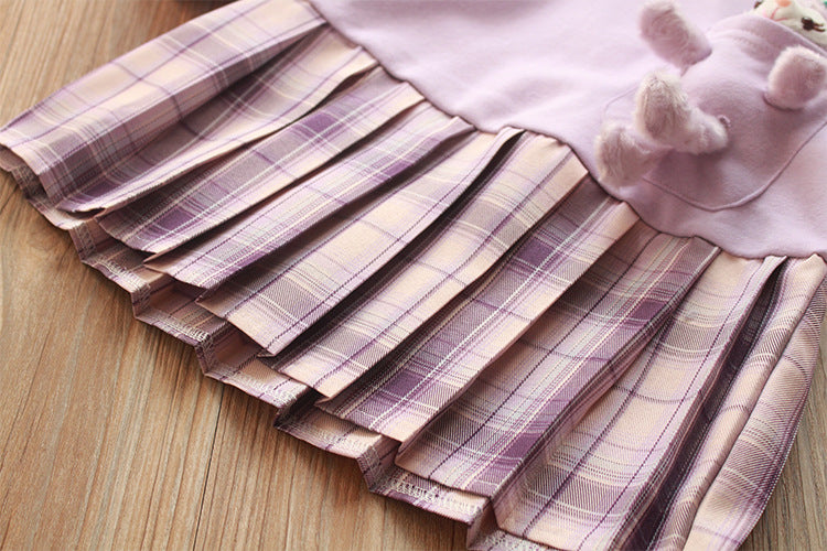 [363514] - 3D Dress Boneka Rok Lipat Plisket Gaya Korea Anak Perempuan - Motif Pocket Rabbit