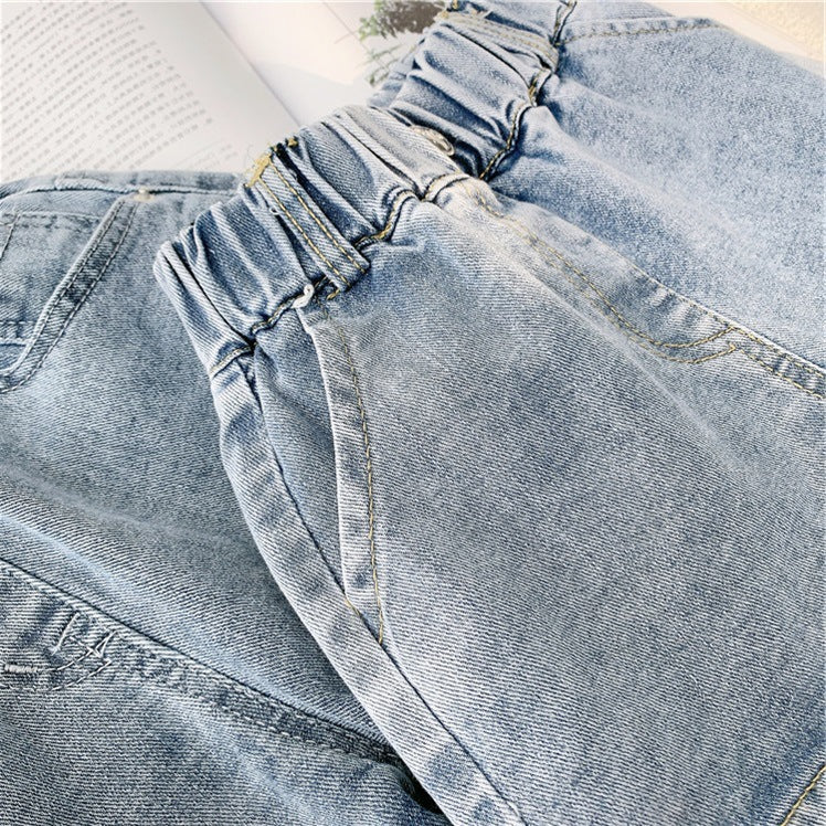 [508202] - Celana Pendek Jeans Shortpants Anak Perempuan - Motif Black Heart