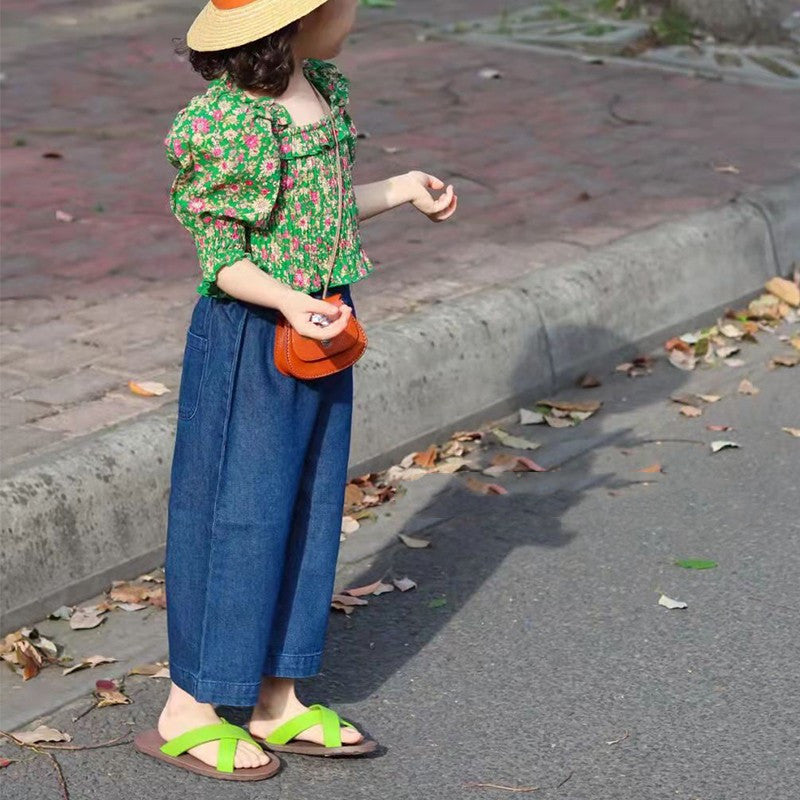 [363565] - Setelan Blouse Celana Panjang Kulot Anak Perempuan - Motif Dark Flower