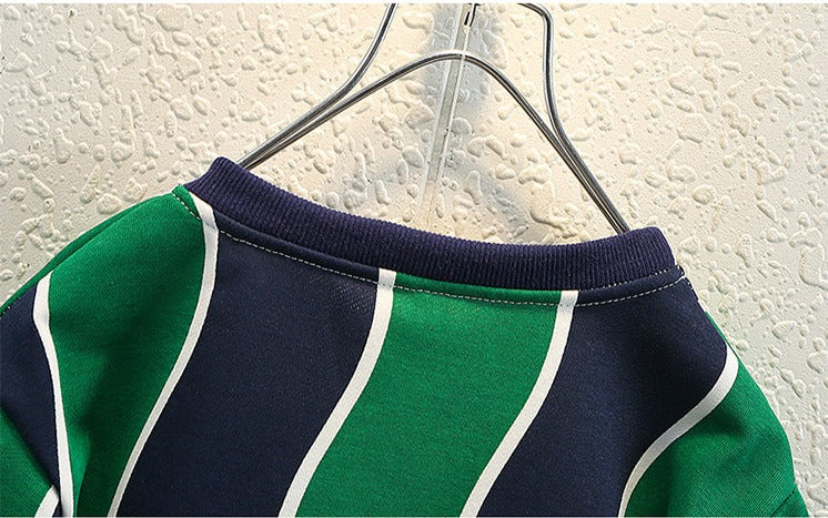[119359] - Atasan Sweater Natal Christmas Crewneck Lengan Panjang Anak Cowok Cewek - Motif Wavy Stripe