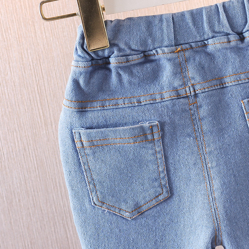 [352355] - Celana Panjang Jeans Cutbray Rawis Anak Perempuan - Motif Small Pearl