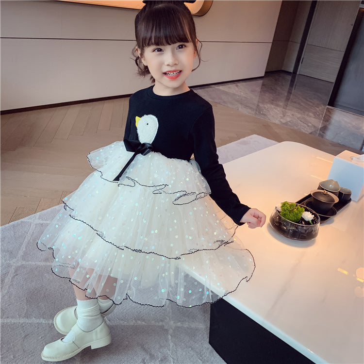 [363407] - Dress Fashion Anak Perempuan - Motif White Swan