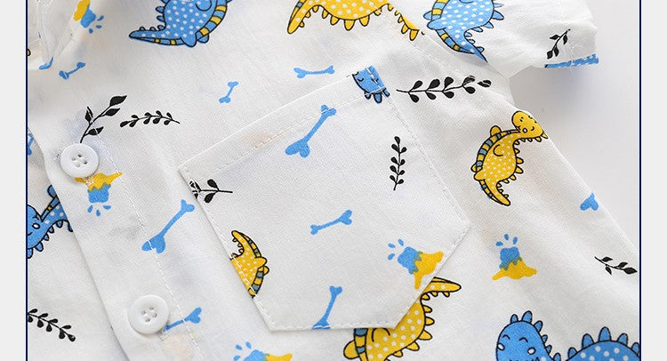 [513131] - Atasan Kemeja Fashion Anak Laki-Laki - Motif Little Dino