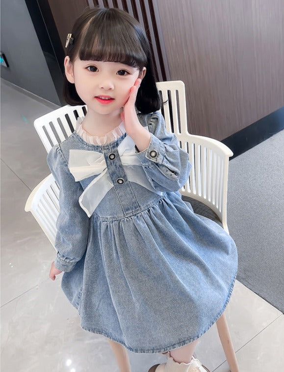[507697] - Dress Kerah Renda Anak Perempuan - Motif Chest Ribbon