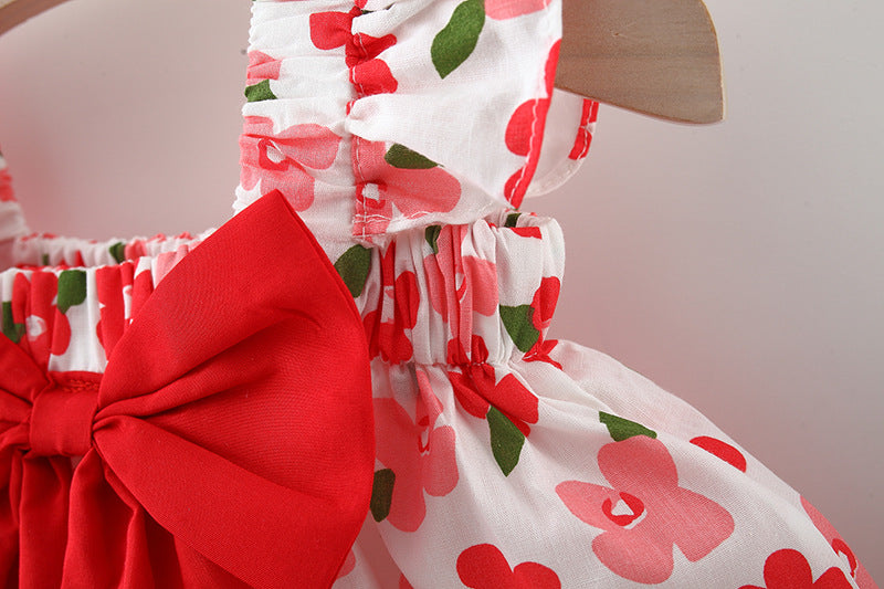 [340273] - Setelan Dress Pantai Lengan Kutung Anak Perempuan - Motif Ribbon Flowers