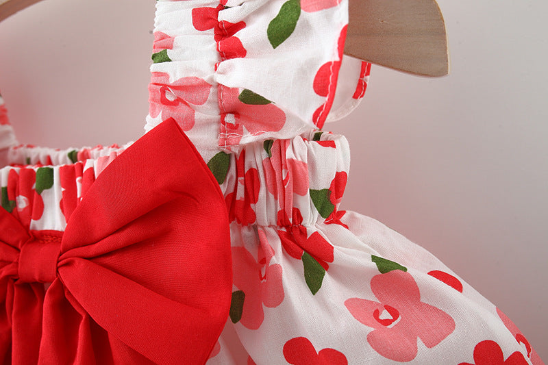 [340273] - Setelan Dress Pantai Lengan Kutung Import Anak Perempuan - Motif Ribbon Flowers
