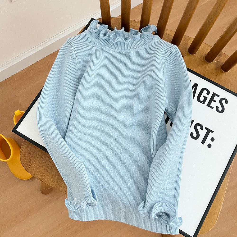[507733] - Atasan Sweater Rajut Turtle Neck Anak Perempuan - Motif Crooked Collar