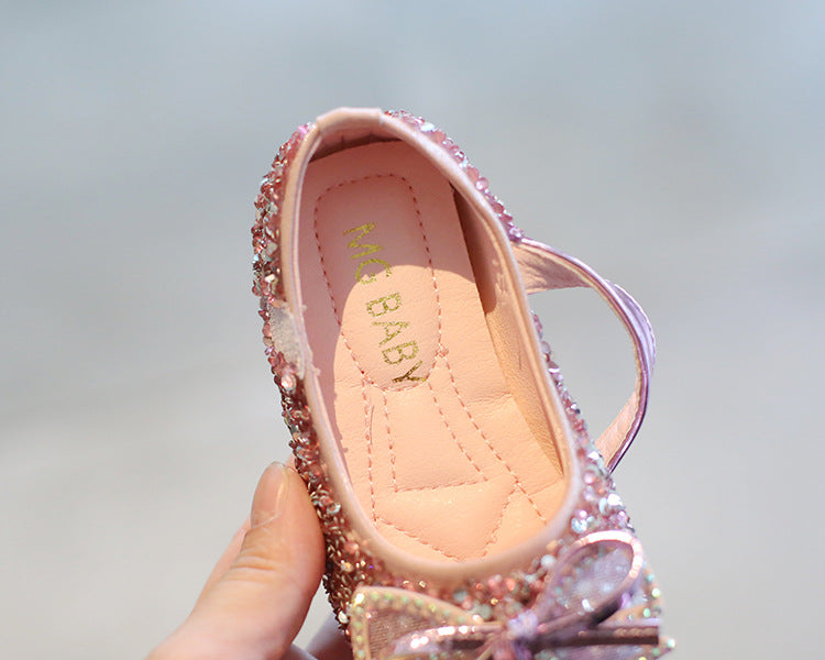 [381157] - Sepatu Pesta Slip On Anak Import - Motif Glitter Ribbon