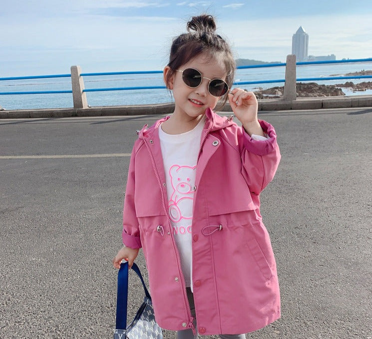 [507646] - Atasan Jaket Hoodie Blazer Anak Perempuan - Motif Plain Raincoat