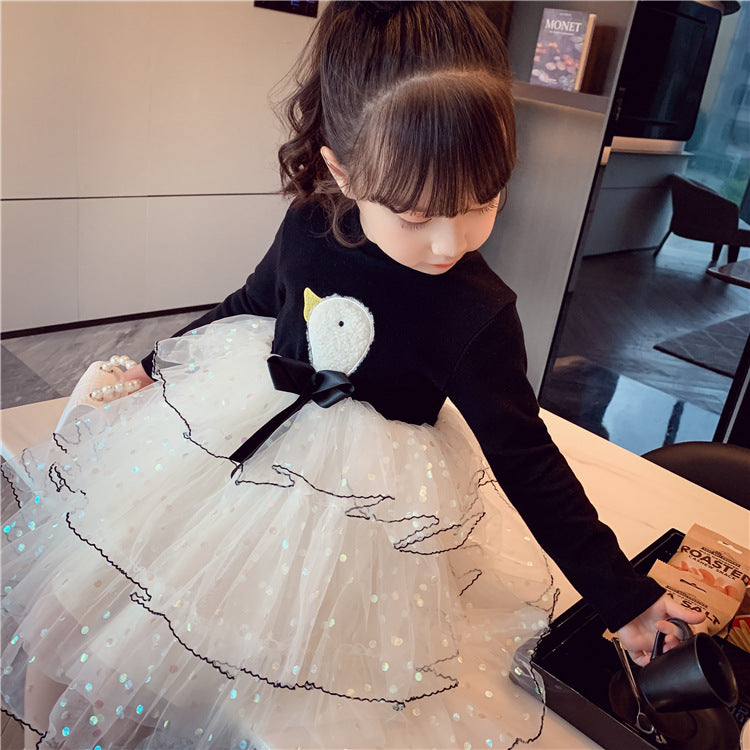 [363407] - Dress Fashion Anak Perempuan - Motif White Swan