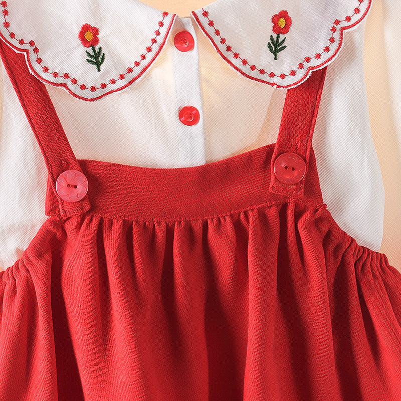 [352347] - Setelan Mini Dress Overall Anak Perempuan - Motif Flowers Lace