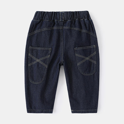 [513593] - Bawahan Celana Panjang Jeans Anak Cowok - Motif Curved Plain