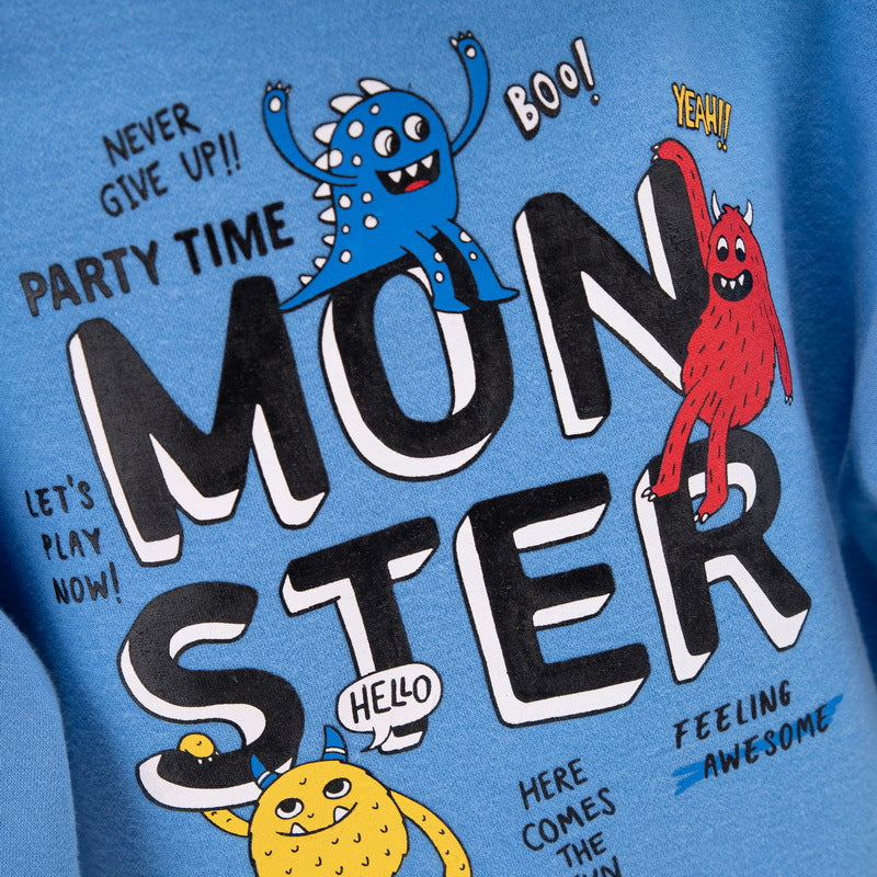 [345266] - Atasan Sweater Hype Anak - Motif Monster Writing