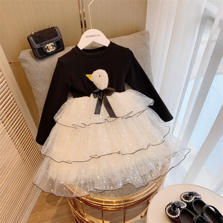 [363407] - Dress Fashion Anak Perempuan - Motif White Swan