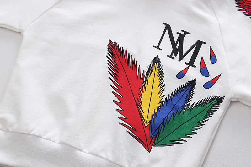 [345347] - Setelan Jaket Hoodie Celana Panjang Jogger Anak Laki-Laki - Motif Colorful Feather