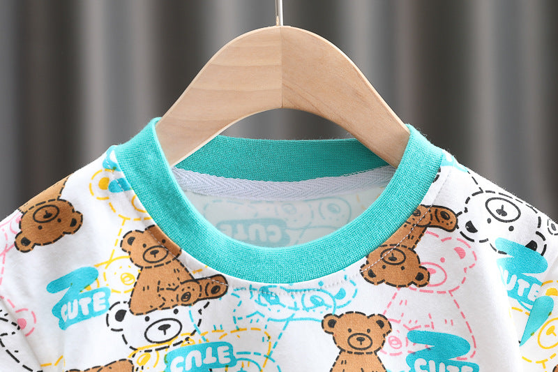 [345375] - Setelan Kaos Celana Pendek Chino Anak Laki-Laki - Motif Cute Bear