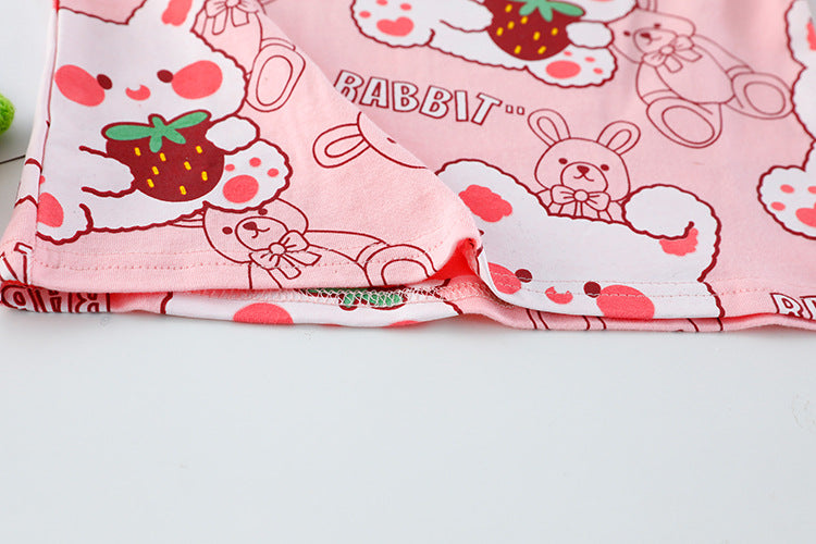 [340271] - Setelan Kaos Celana Pendek Anak Perempuan - Motif Rabbit Eating