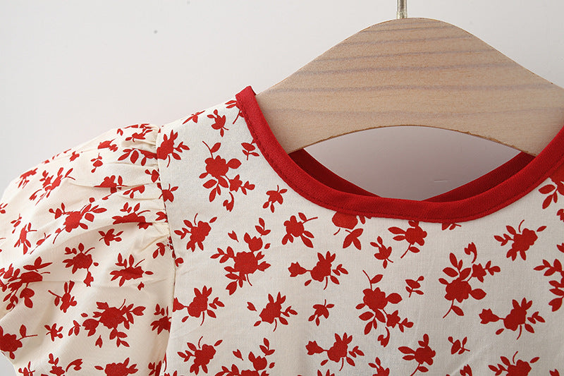 [340269] - Dress Lengan Pendek Balon Anak Perempuan - Motif Ribbon Abstract