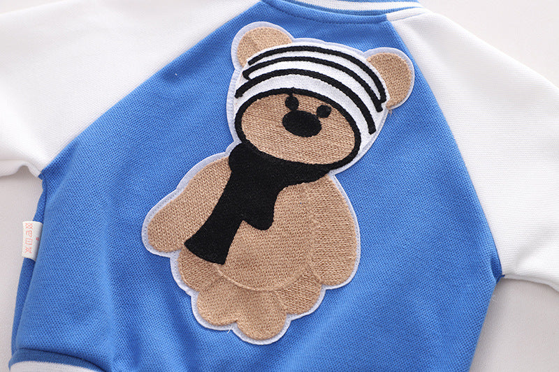 [345350] - Setelan 3 in 1 Jaket Baseball Celana Panjang Jeans Anak Laki-Laki - Motif Shawl Bear