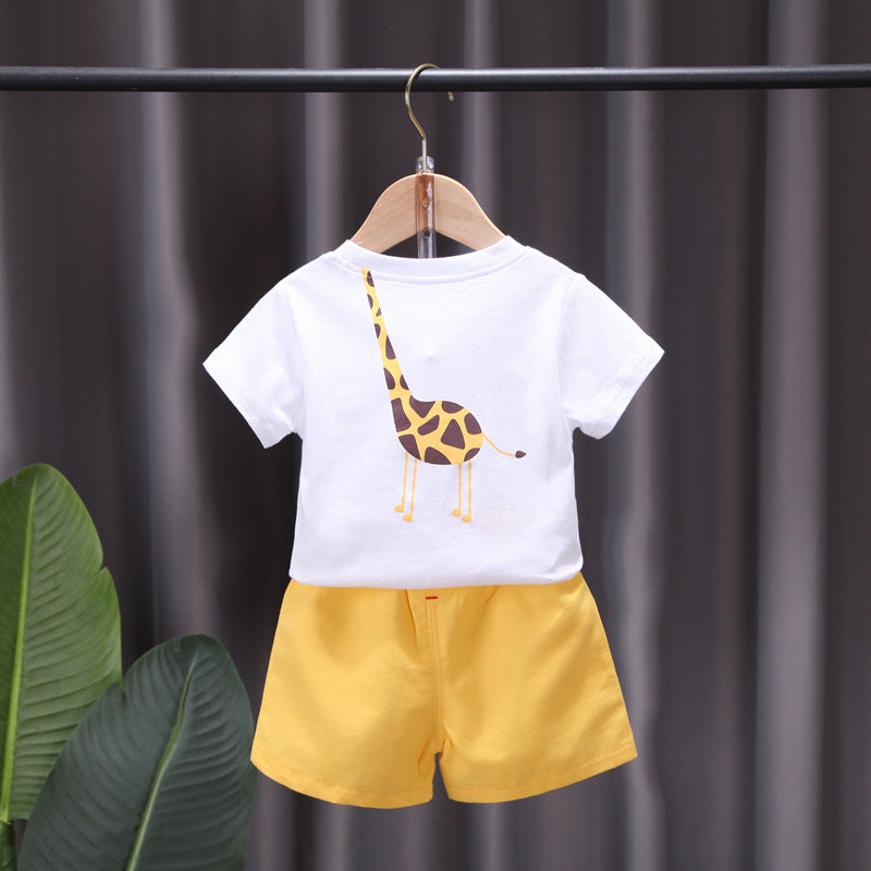 [368403] - Setelan Kaos Santai Anak - Motif Unique Giraffe