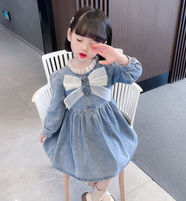 [507697] - Dress Kerah Renda Anak Perempuan - Motif Chest Ribbon