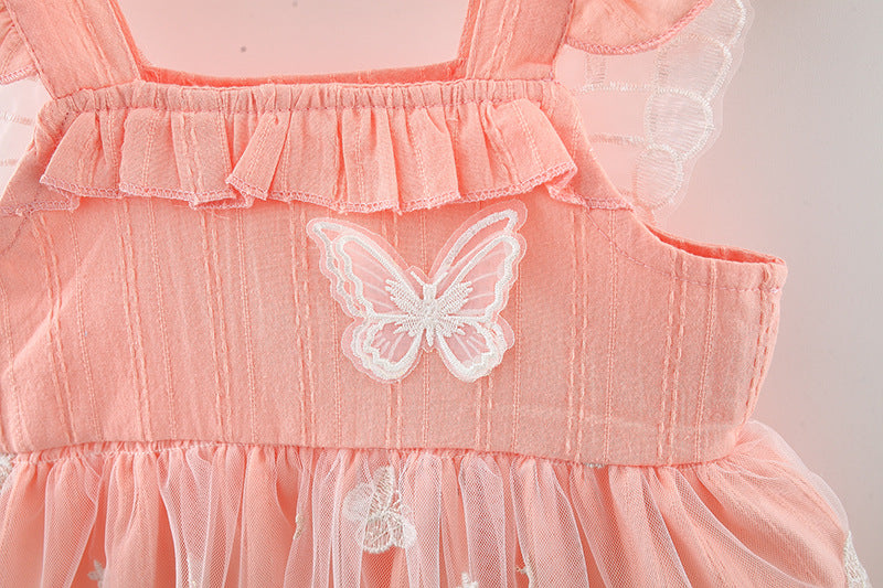 [340270] - Dress 3D Kupu-Kupu Lengan Kutung Anak Perempuan - Motif Butterfly Wings