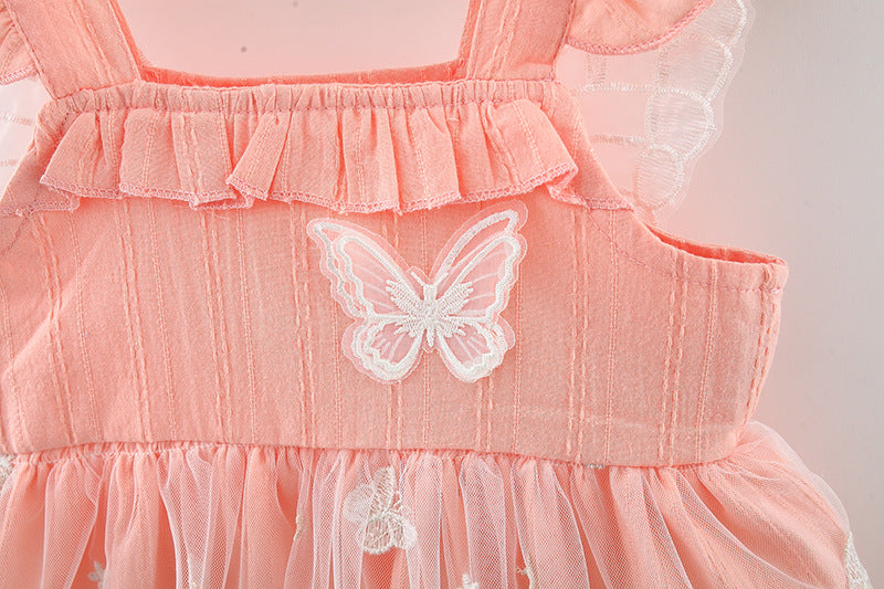 [340270] - Dress 3D Kupu-Kupu Lengan Kutung Import Anak Perempuan - Motif Butterfly Wings