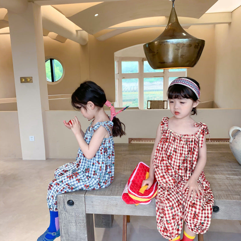 [507480] - Baju Jumpsuit Fashion Anak Perempuan - Motif Tartan Plaid