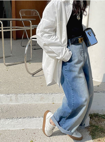 [507679] - Celana Panjang Jeans Kulot Sobek Import Anak Perempuan - Motif Side Torn