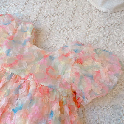 [363510] - Setelan Blouse Celana Pendek Anak Perempuan - Motif Rainbow Flowers