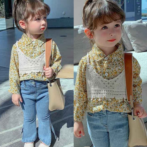[507517] - Atasan Kemeja Fashion Anak Perempuan - Motif Flower Sprinkle