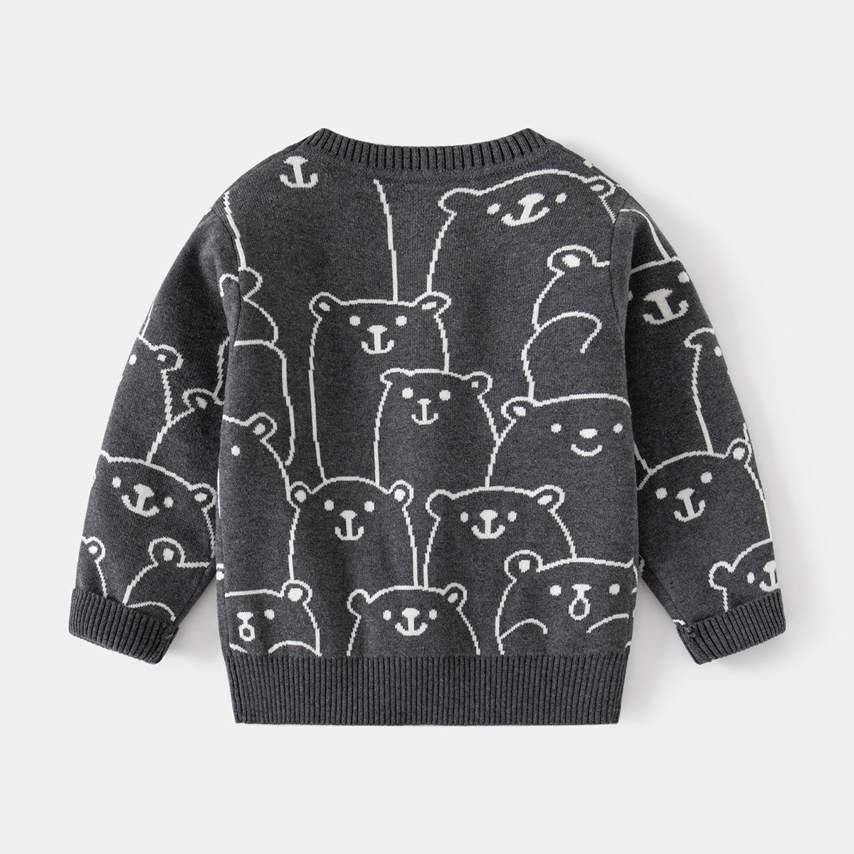 [513665] - Atasan Jaket Cardigan Lengan Panjang Anak Laki-Laki - Motif Round Bear