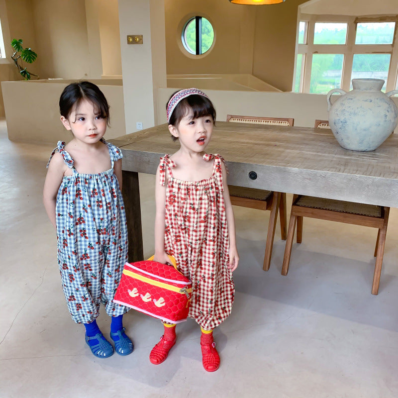 [507480] - Baju Jumpsuit Fashion Anak Perempuan - Motif Tartan Plaid