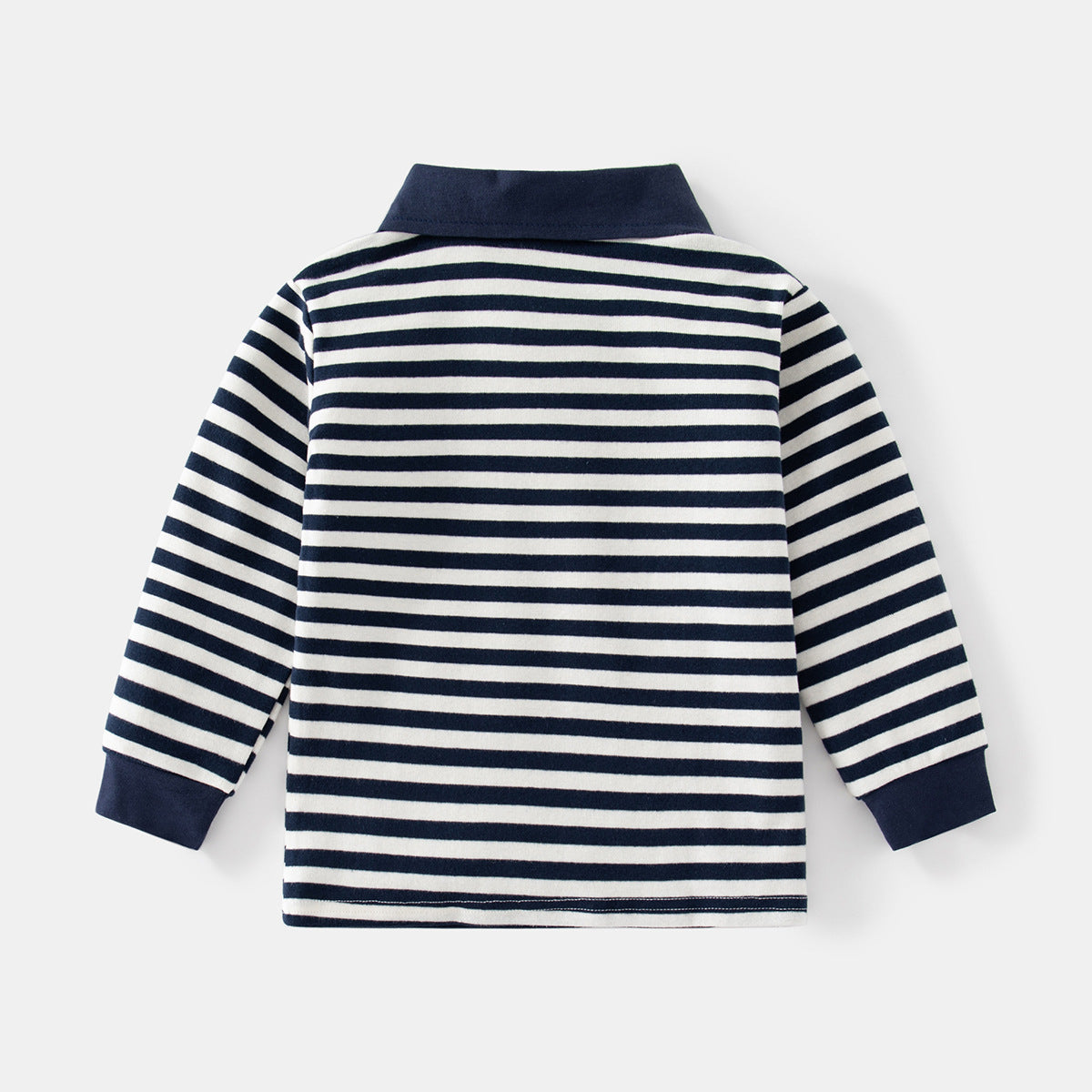 [513648] - Atasan Kaos Kerah Polo Lengan Panjang Anak Laki-Laki - Motif Striped Smile