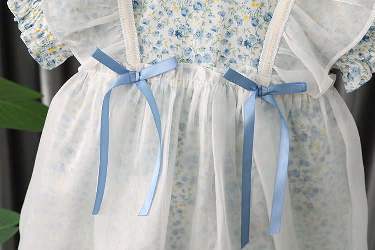 [340238] - Dress Renda Import Lengan Pendek Anak Perempuan - Motif Dew Lace