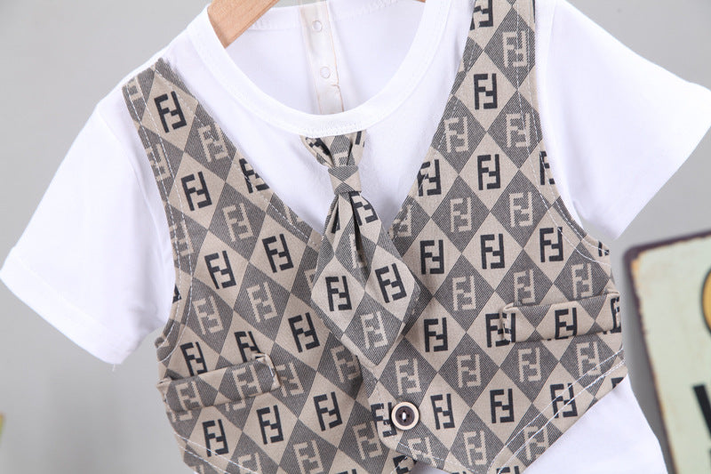 [368335] - Setelan Kaos Formal Fashion Anak Import - Motif Outer Vest