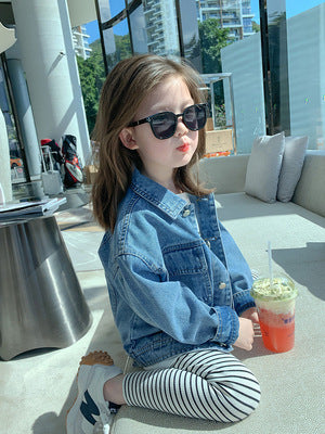 [507699] - Atasan Jaket Jeans Denim Anak Perempuan - Motif Paper Tiger