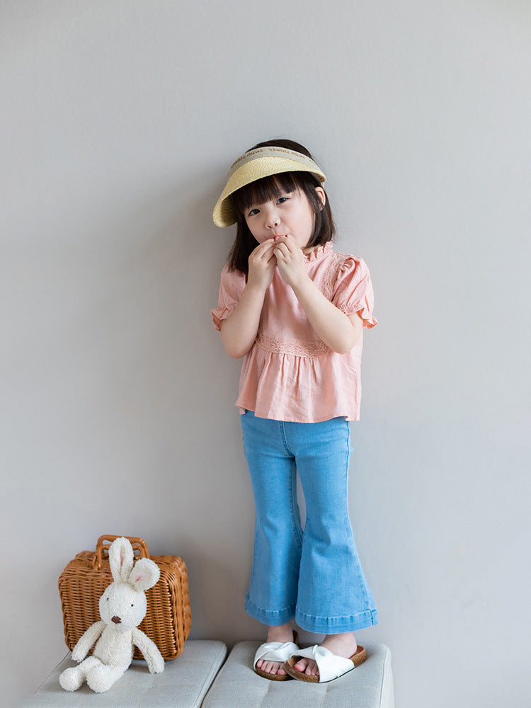 [507657] - Celana Panjang Jeans Cutbray Anak Perempuan - Motif Just Plain